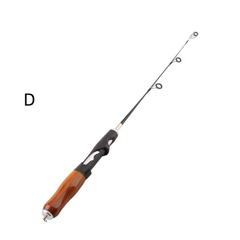 Wooden-Cast Gun Handle Ice Fishing Rod