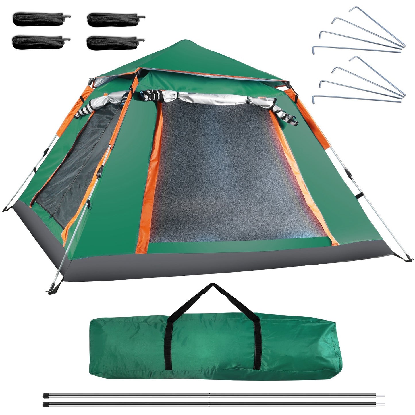 1Pc 4-5 Person Camping Tent With 2 Mosquito Nets, Carry Bag, & Rainfly