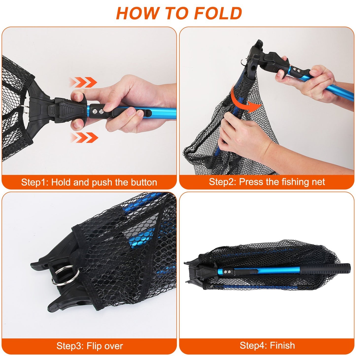 1Pc Foldable Fishing Net With Aluminum Alloy Rod