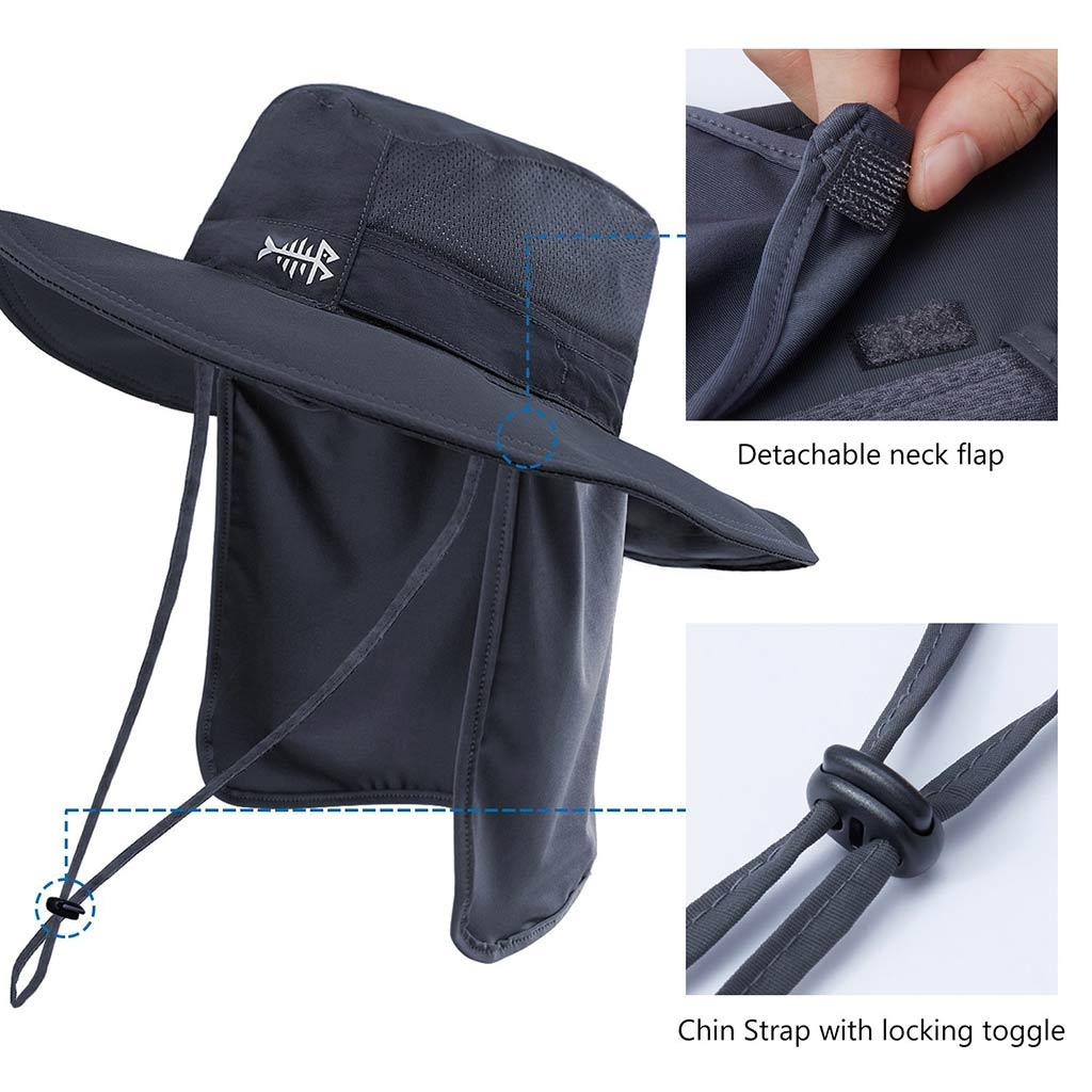 Unisex UPF 50+ Wide Brim Bucket Hat with Detachable Neck Flap