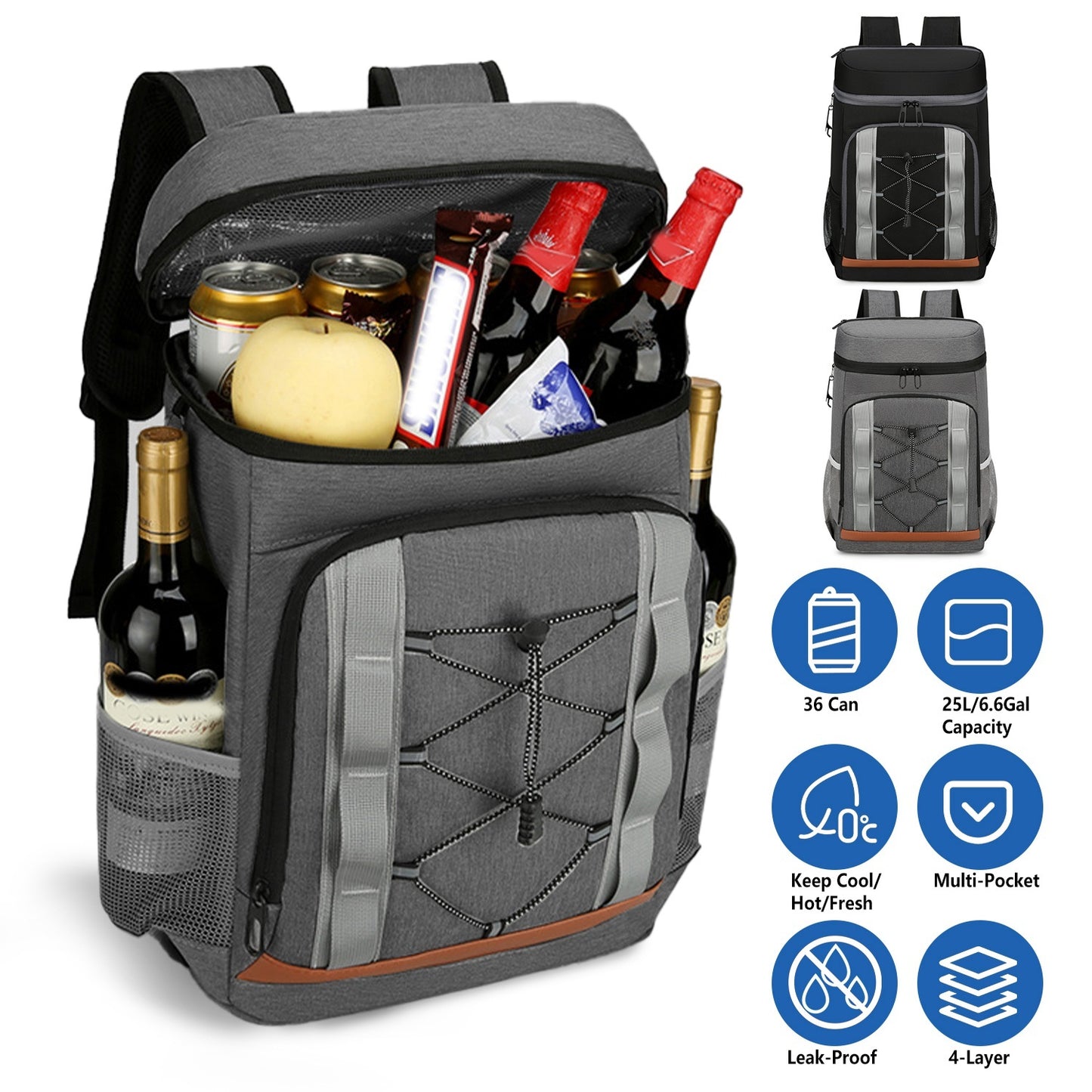 1Pc Cooler Backpack-36 Can Leakproof & Insulated