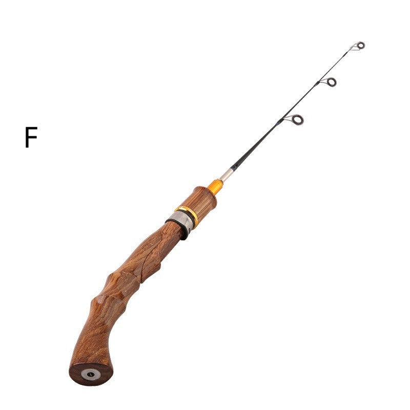 Wooden-Cast Gun Handle Ice Fishing Rod