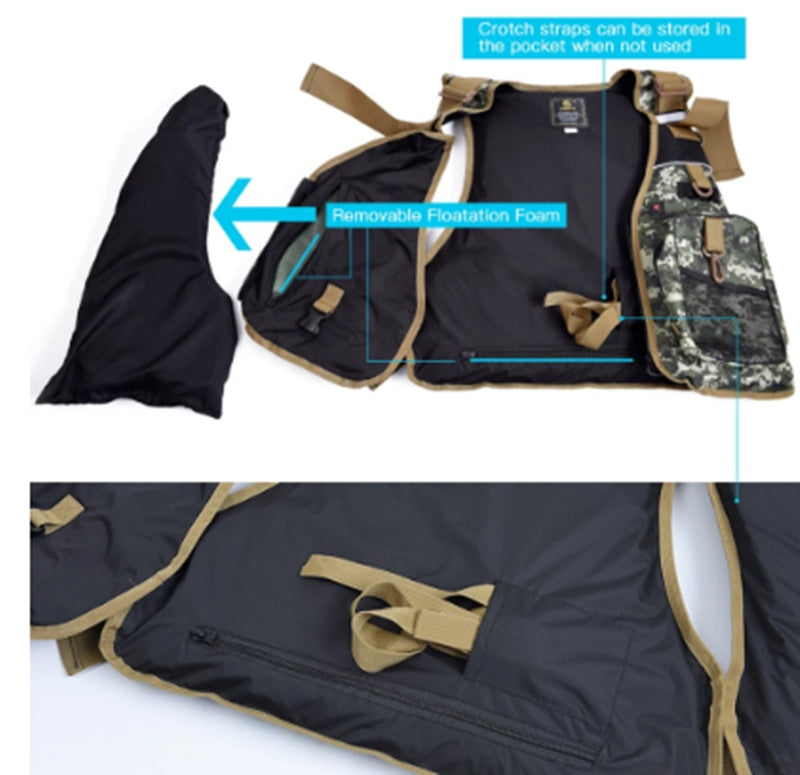 Premium Life Jacket / Fishing Vest Combo