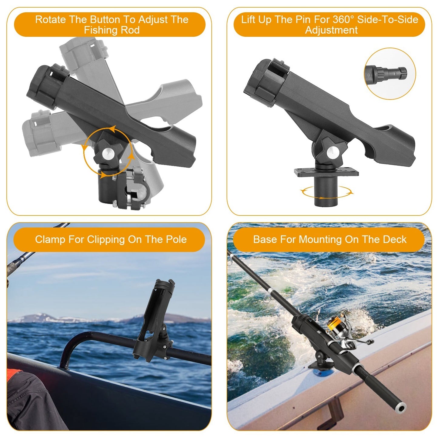 1Pc Boat Fishing/Kayak Pole Rod Holder 360Degree