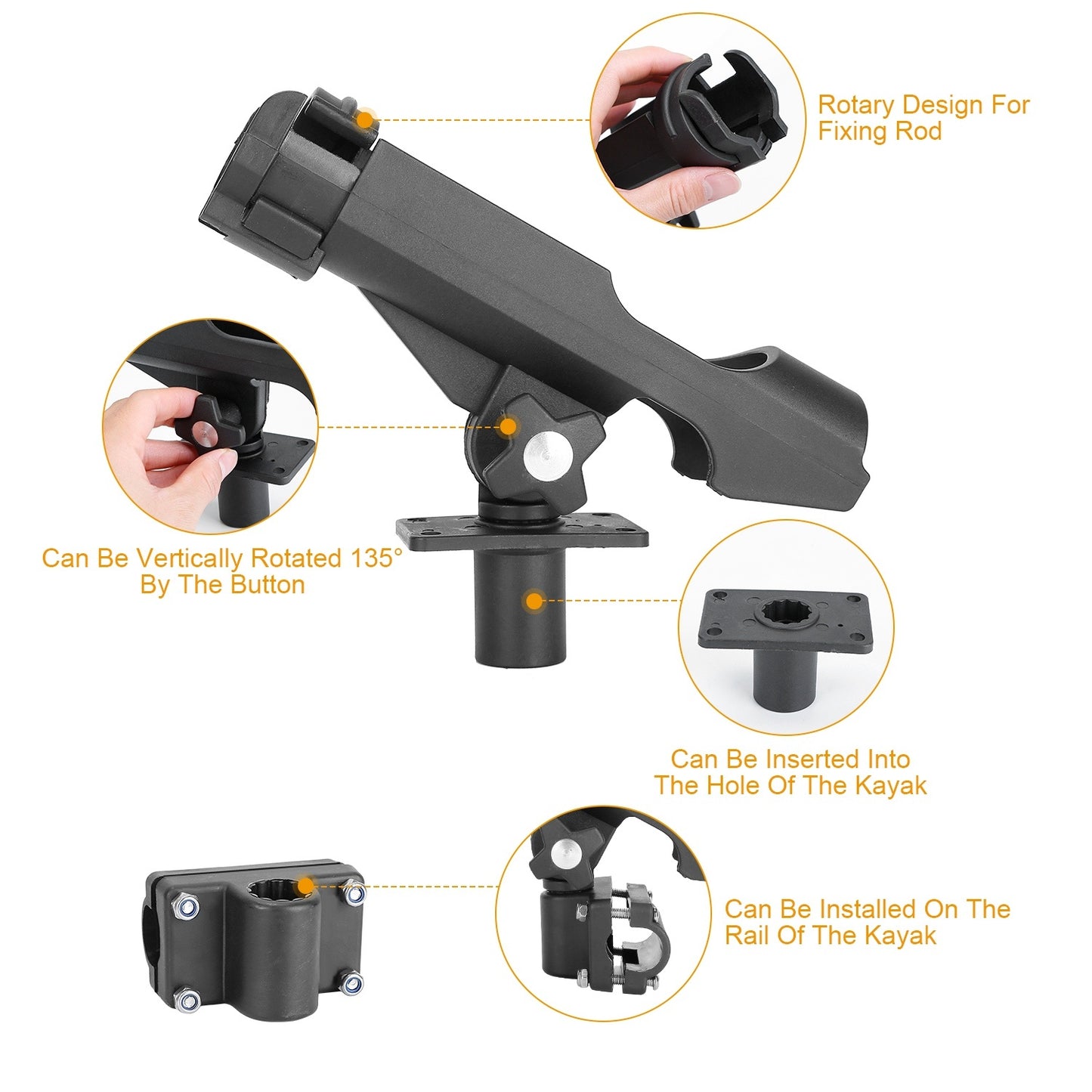 1Pc Boat Fishing/Kayak Pole Rod Holder 360Degree
