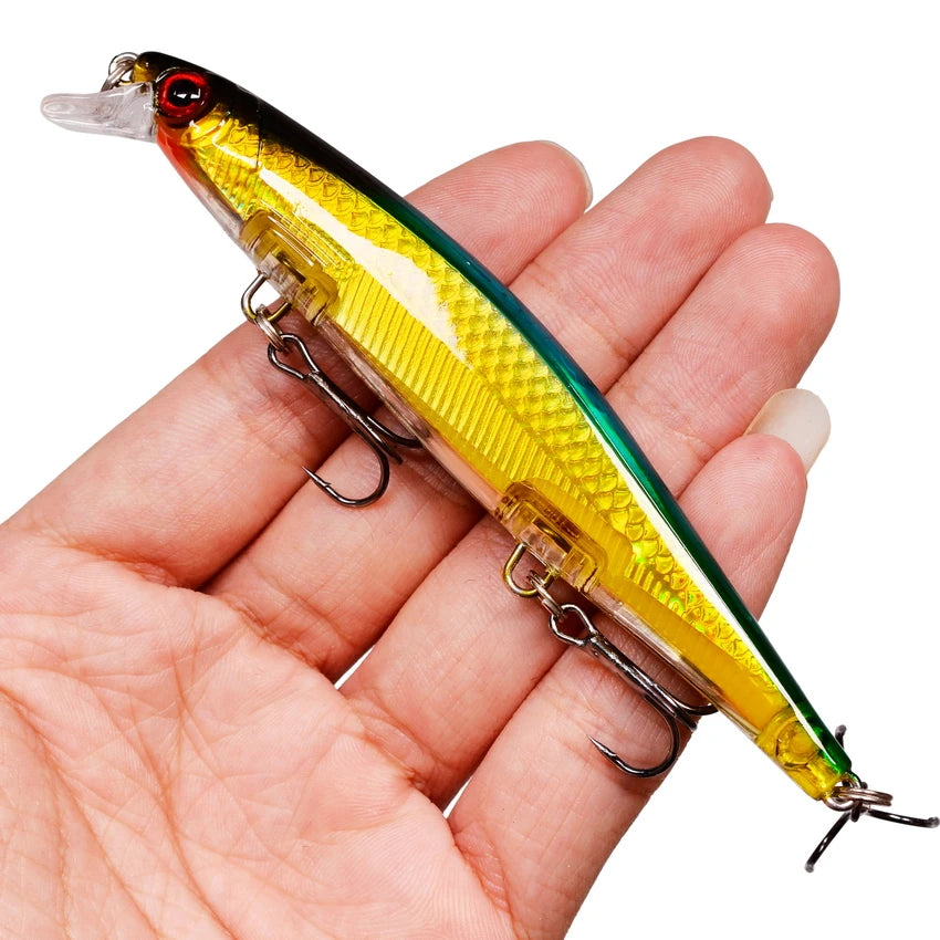 1PCS Laser Wobbler Fishing Lures Minnow Hard Artificial Bait 11CM