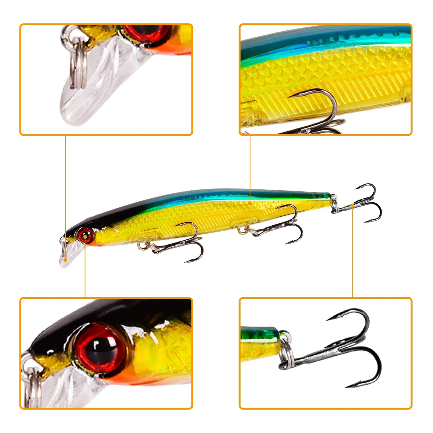 1PCS Laser Wobbler Fishing Lures Minnow Hard Artificial Bait 11CM