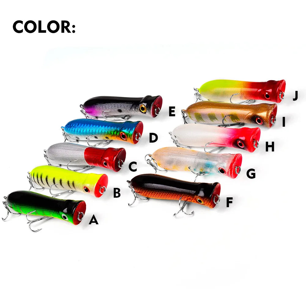 Topwater Popper Saltwater Fishing 8cm-12g 6# Floating Bait Hard Bait Artificial Wobblers Plastic Fishing Tackle for Striper Pike