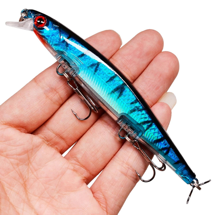 1PCS Laser Wobbler Fishing Lures Minnow Hard Artificial Bait 11CM