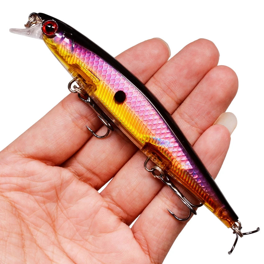 1PCS Laser Wobbler Fishing Lures Minnow Hard Artificial Bait 11CM