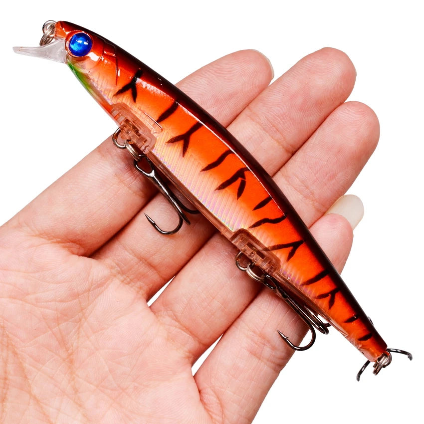 1PCS Laser Wobbler Fishing Lures Minnow Hard Artificial Bait 11CM