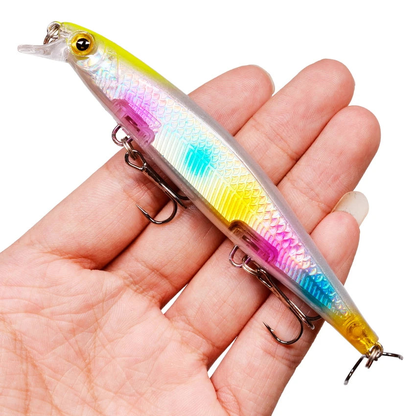 1PCS Laser Wobbler Fishing Lures Minnow Hard Artificial Bait 11CM
