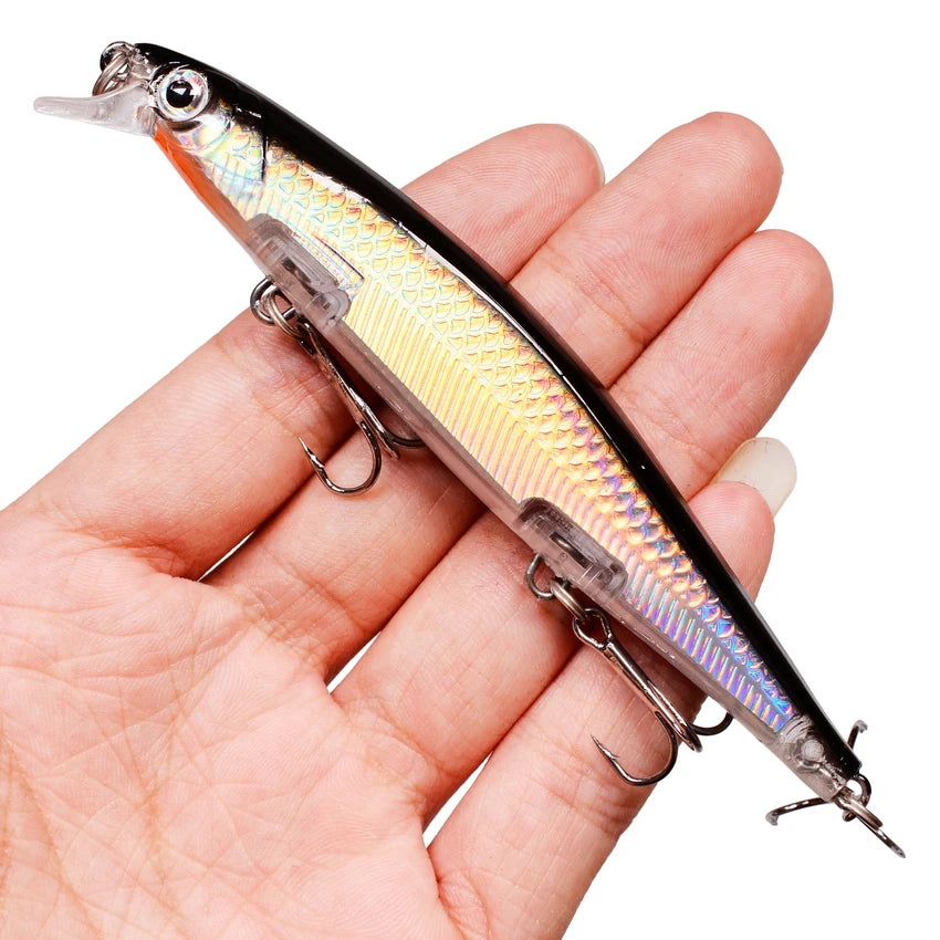 1PCS Laser Wobbler Fishing Lures Minnow Hard Artificial Bait 11CM