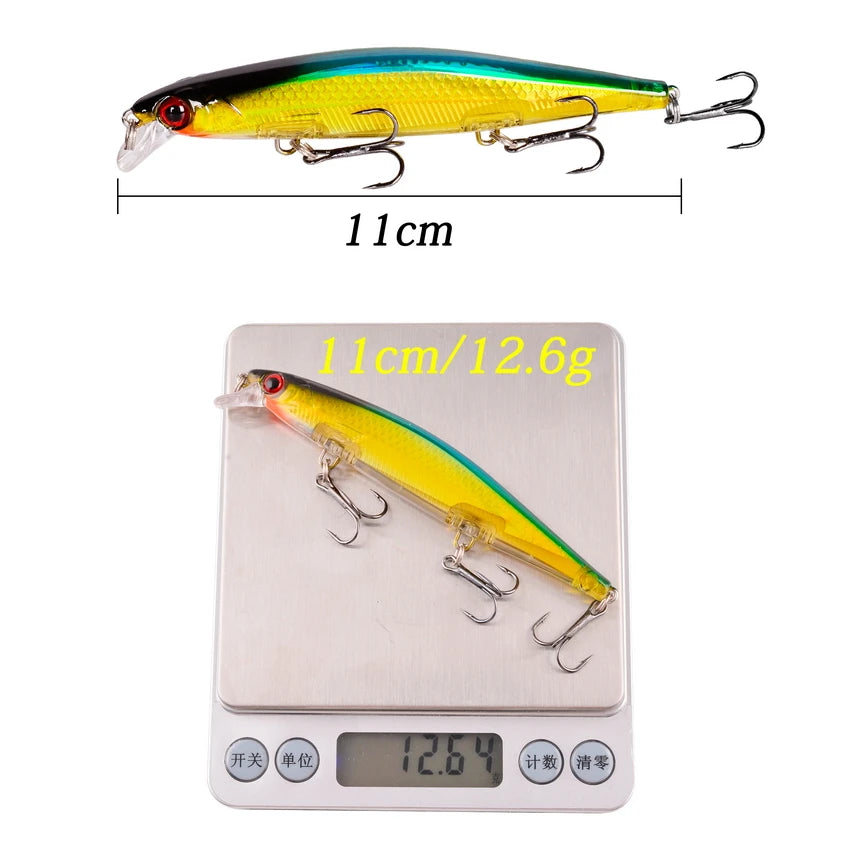 1PCS Laser Wobbler Fishing Lures Minnow Hard Artificial Bait 11CM