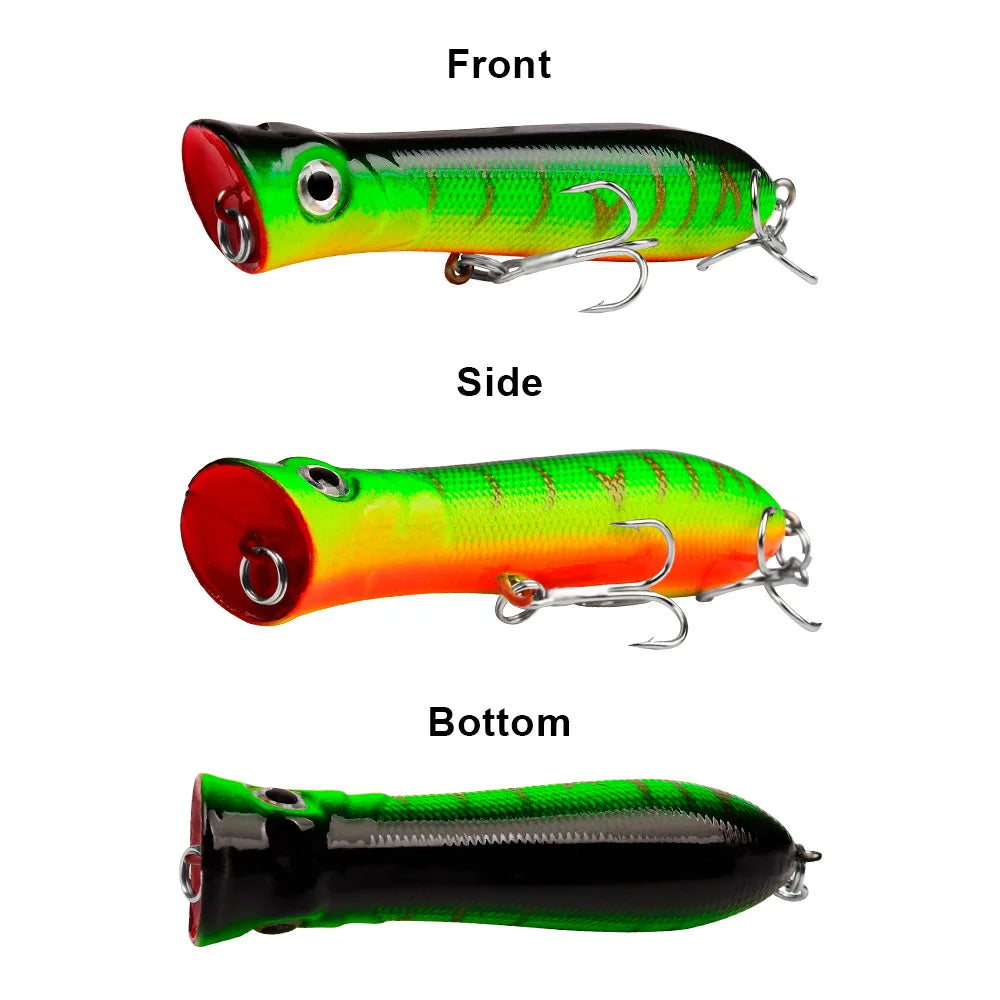 Topwater Popper Saltwater Fishing 8cm-12g 6# Floating Bait Hard Bait Artificial Wobblers Plastic Fishing Tackle for Striper Pike