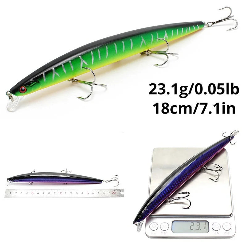 1pc Big Bionic Minnow Lure Artificial Bait 180mm/24g Half Water Fishing Lure Fishing Tackle - Perfect for Catching Big Fish