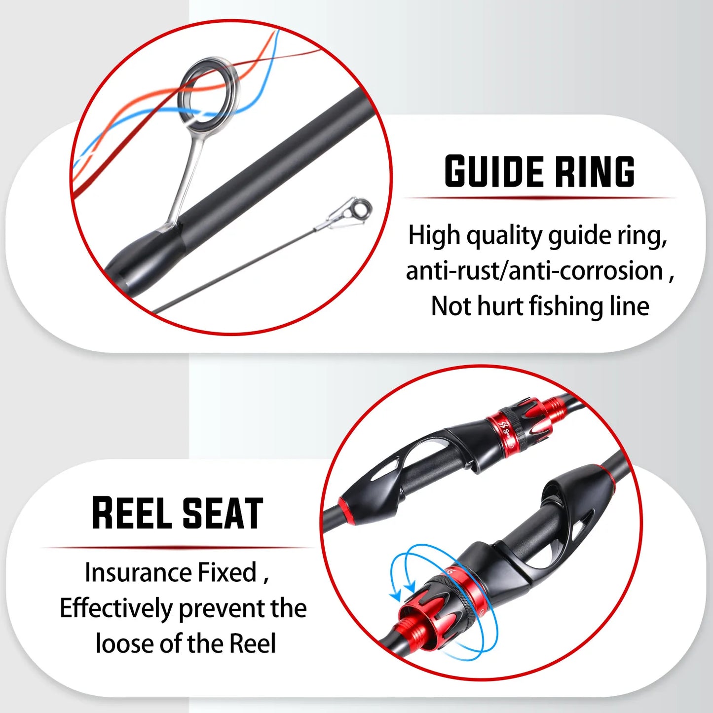 Sougayilang Casting/Spinning Rod - Black/Red