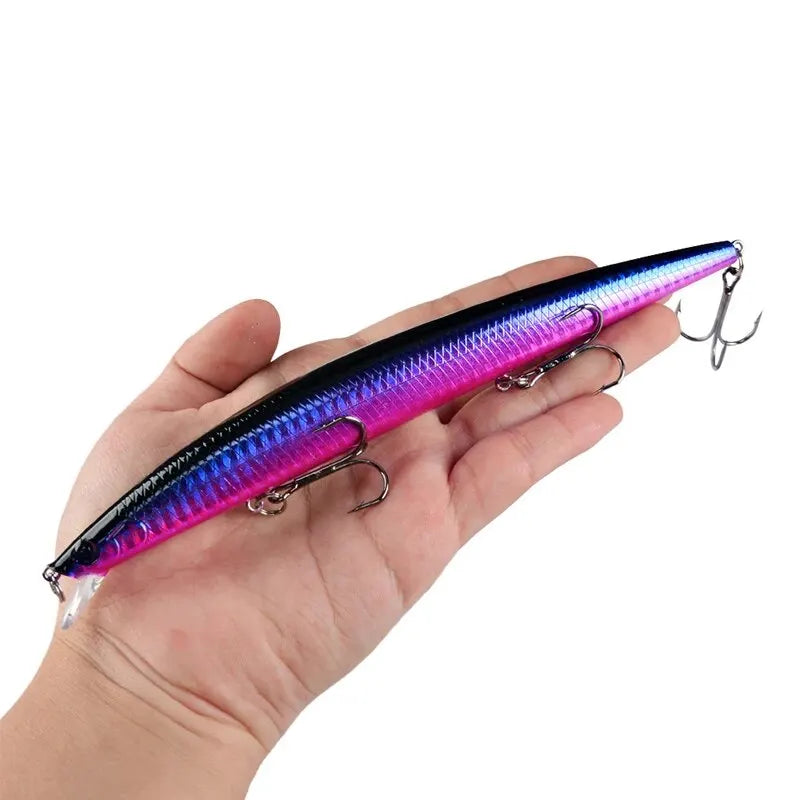 Minnow Fishing Lure Laser Hard Artificial Bait 18cm 24g 3D Eyes Sharp Hooks Sea Fishing Bait Colorful Crankbait Wobblers