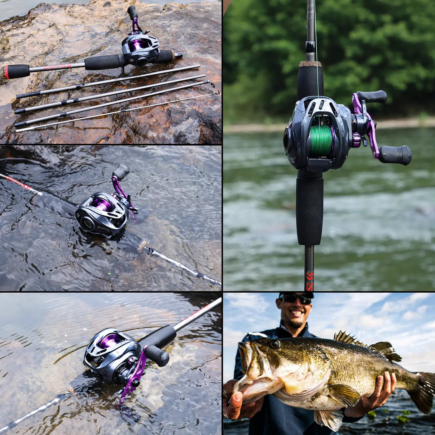 Sougayilang Freshwater Bass Fishing Rod - Hot Pink