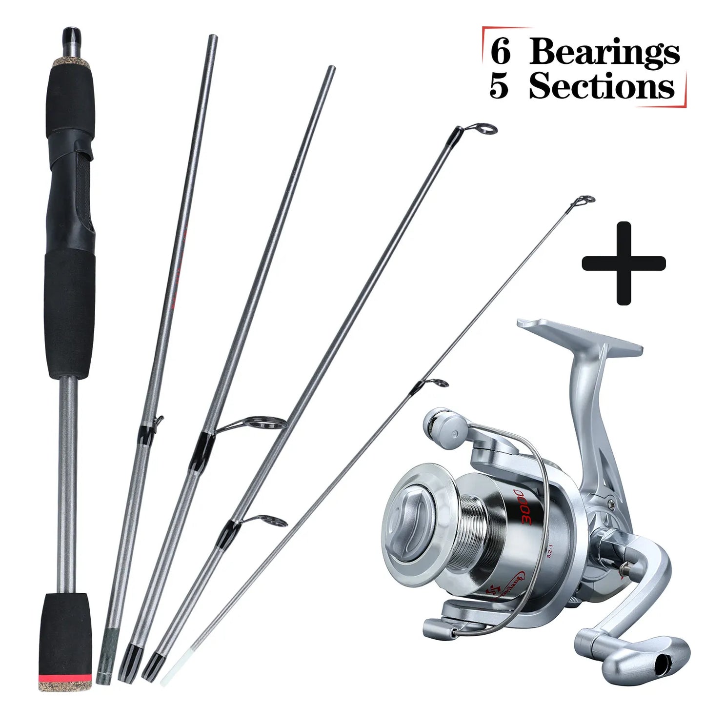 Sougayilang 5-section Spinning Combo - Yellow 6’ 7’ 8’