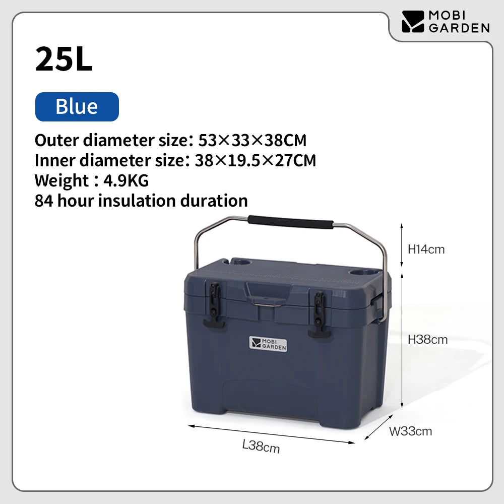 Mobi Garden Portable Wheeled Cooler  Insulated Ice Box for Car Picnics Outdoor Camping   Fresh Food Storage