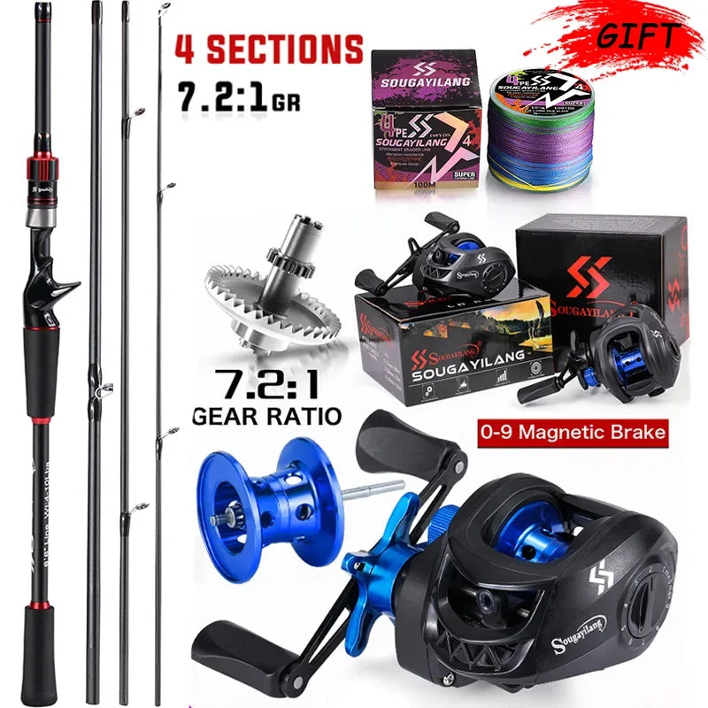 Sougaliyang Black/Red Bait-Cast Rod Combo