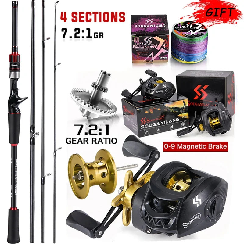 Sougaliyang Black/Red Bait-Cast Rod Combo