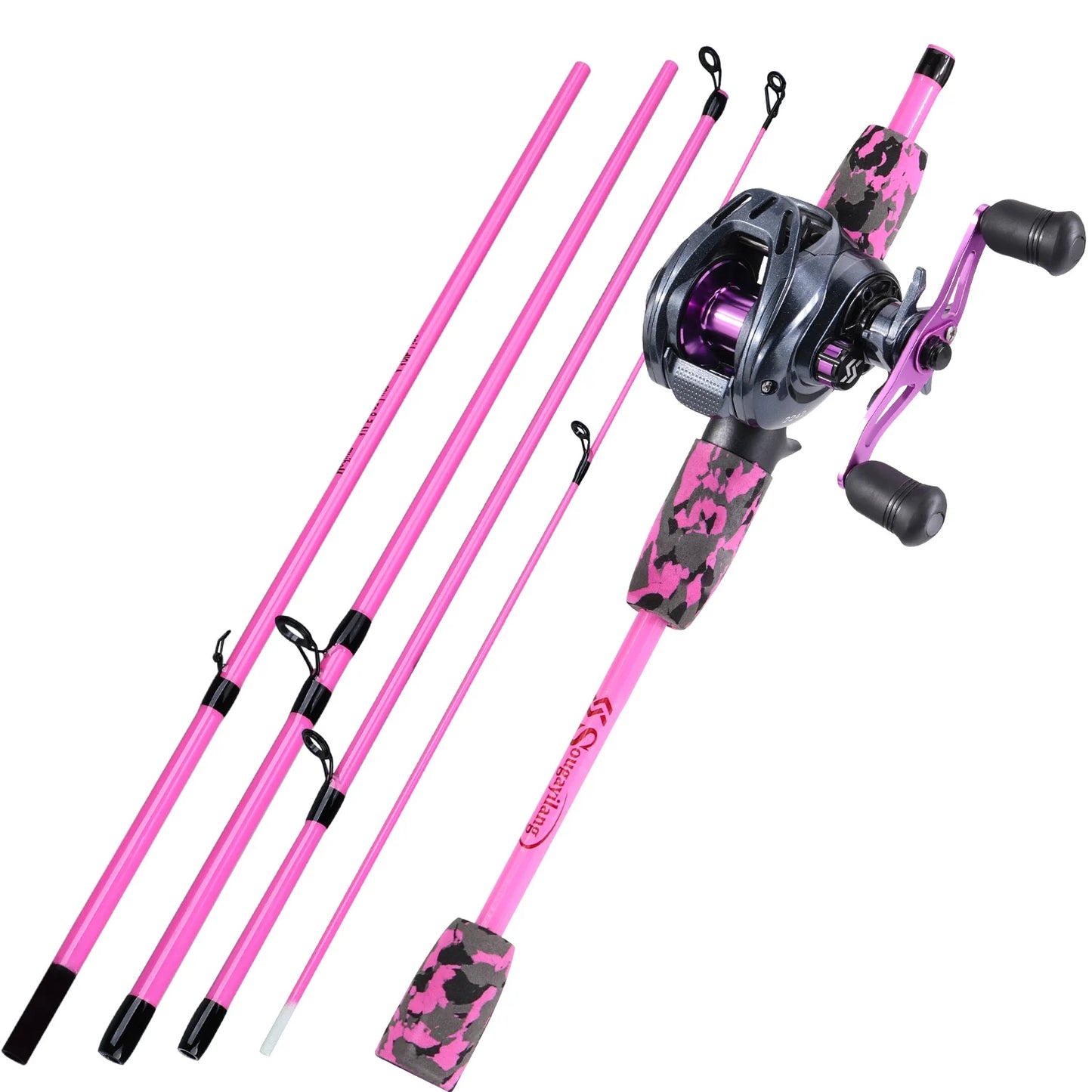 Sougayilang Freshwater Bass Fishing Rod - Hot Pink