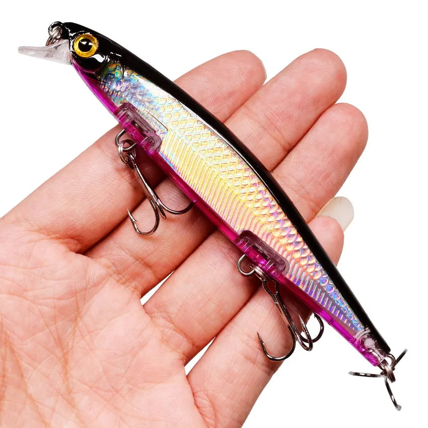 1PCS Laser Wobbler Fishing Lures Minnow Hard Artificial Bait 11CM