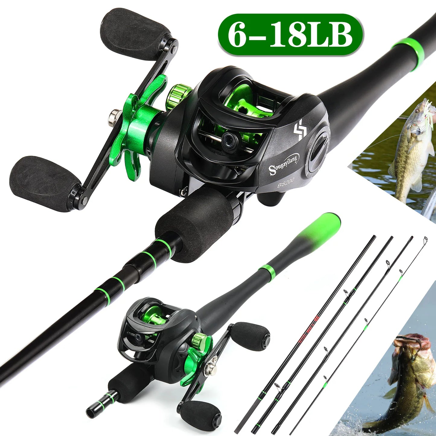 Sougaliyang Bait-Cast Combo - Lime Green 6’ 7’ 8’