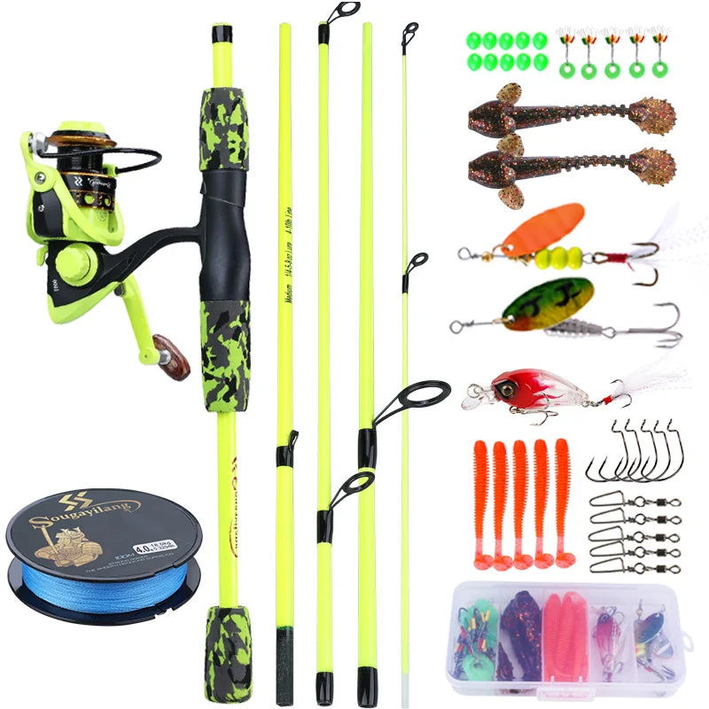 Sougayilang 5-section Spinning Combo - Yellow 6’ 7’ 8’