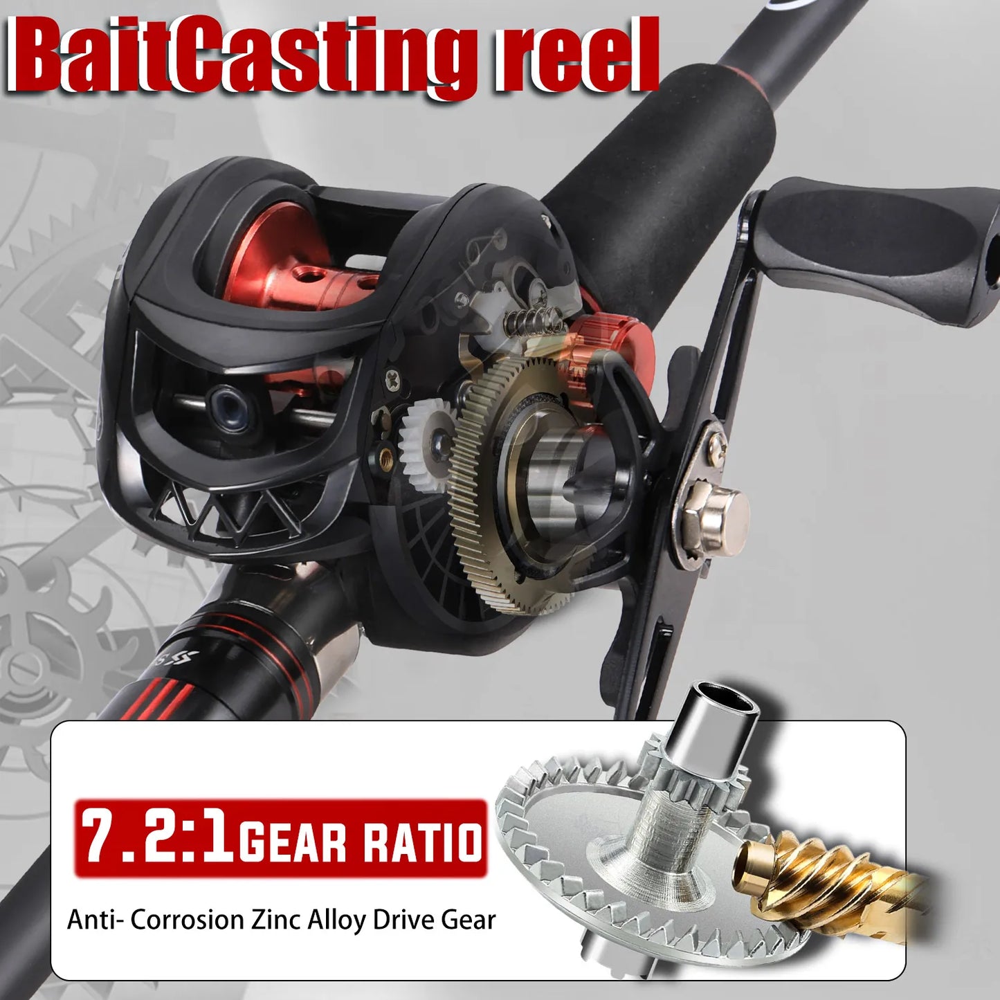 Sougaliyang Black/Red Bait-Cast Rod Combo