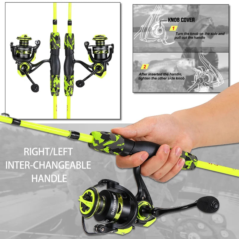 Sougayilang 5-section Spinning Combo - Yellow 6’ 7’ 8’