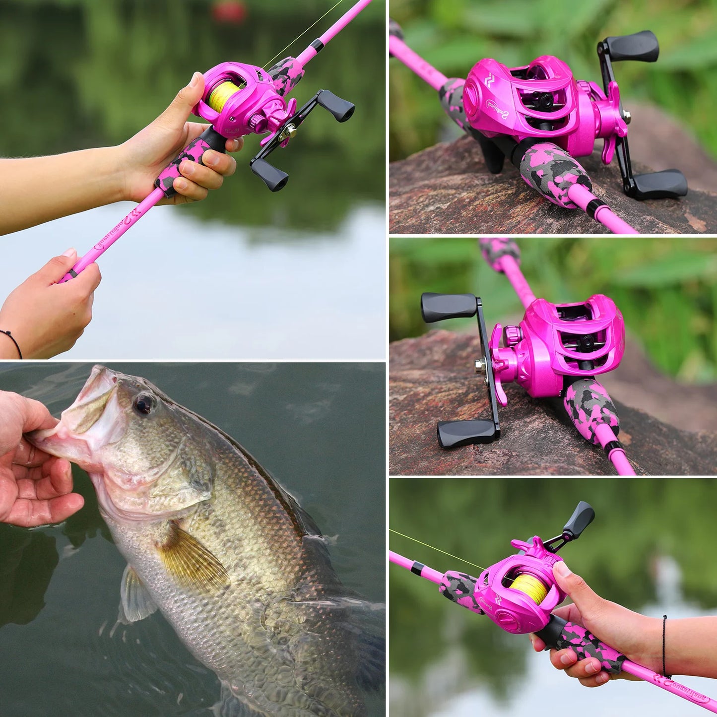 Sougayilang Freshwater Bass Fishing Rod - Hot Pink