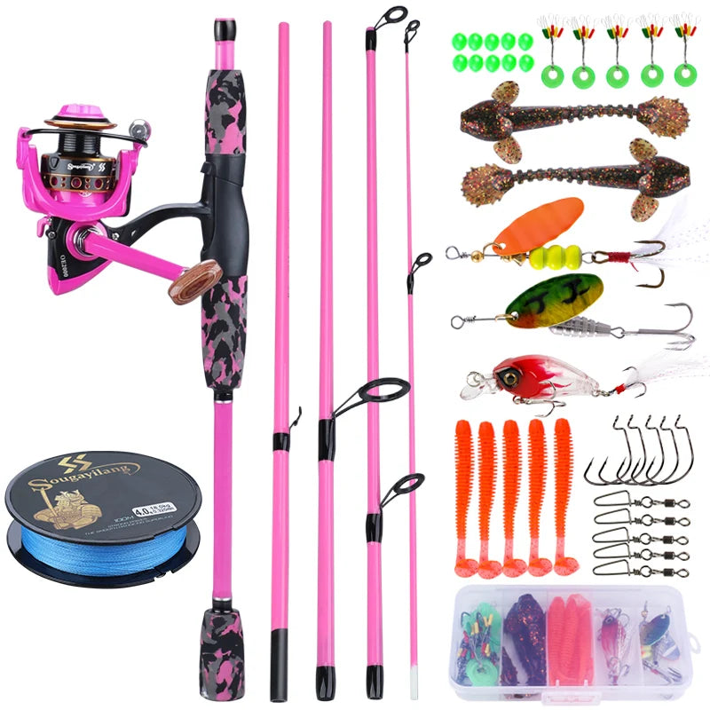 Sougayilang 5-section Spinning Combo - Yellow 6’ 7’ 8’