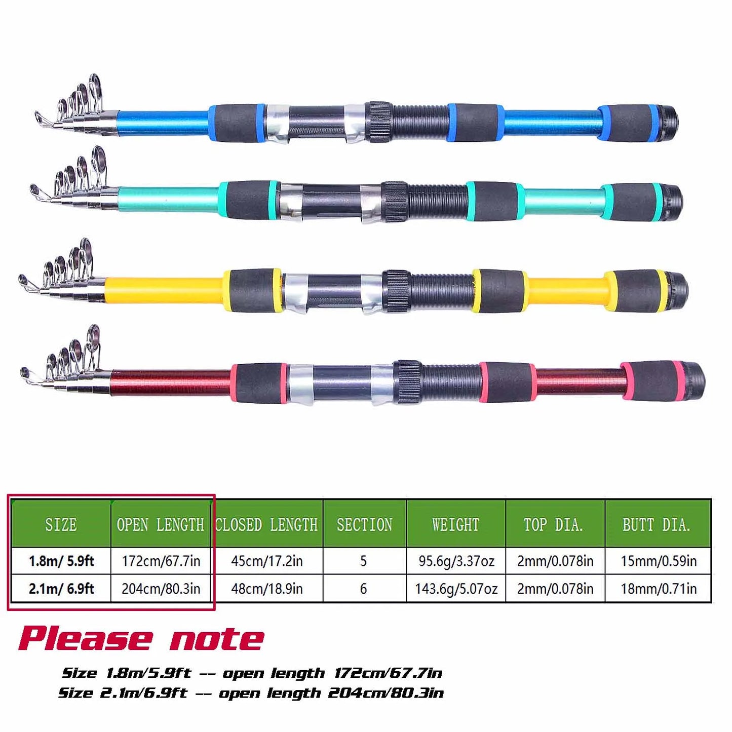 Telescopic Fishing Rod Combo - 6’-7’