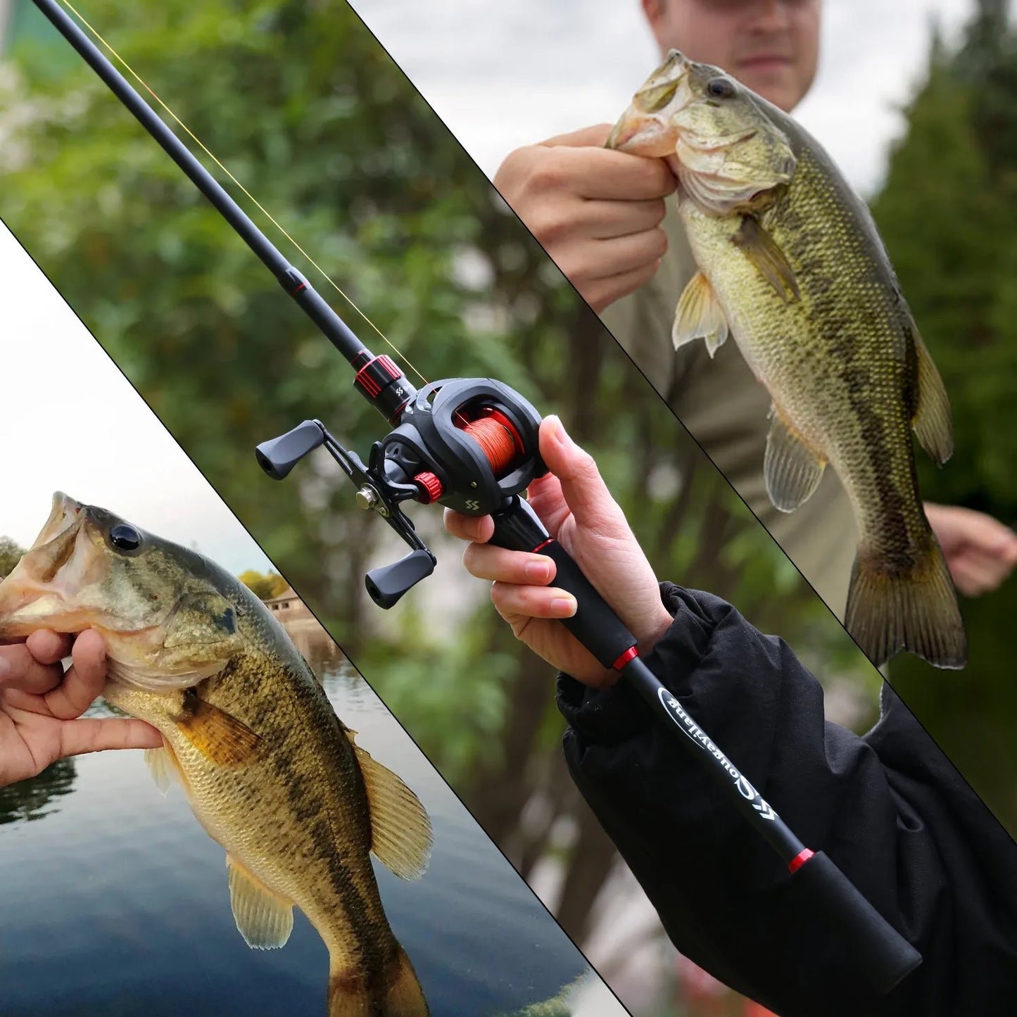 Sougaliyang Black/Red Bait-Cast Rod Combo