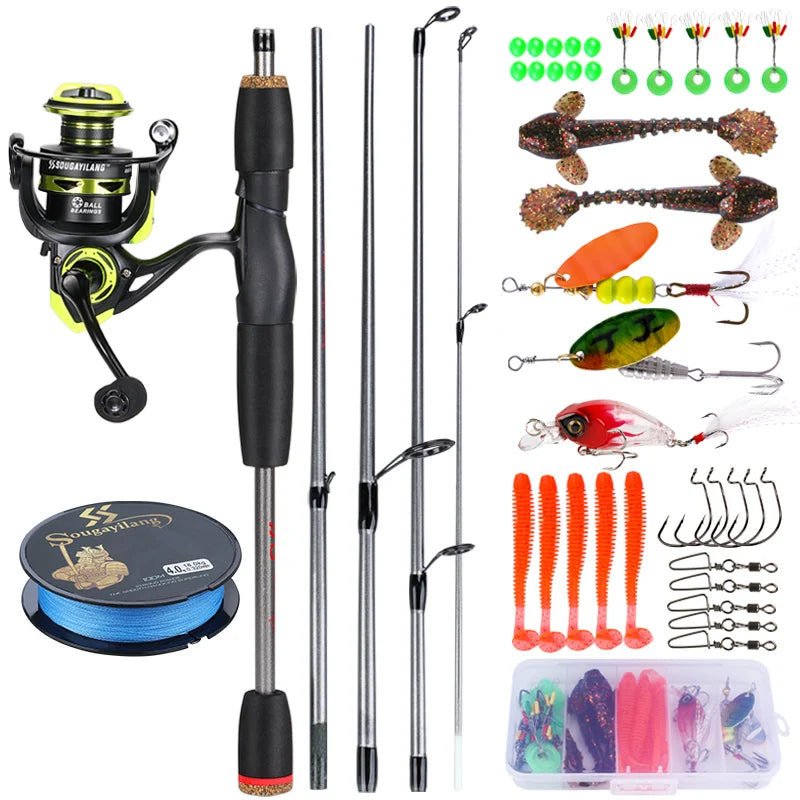 Sougayilang 5-section Spinning Combo - Yellow 6’ 7’ 8’