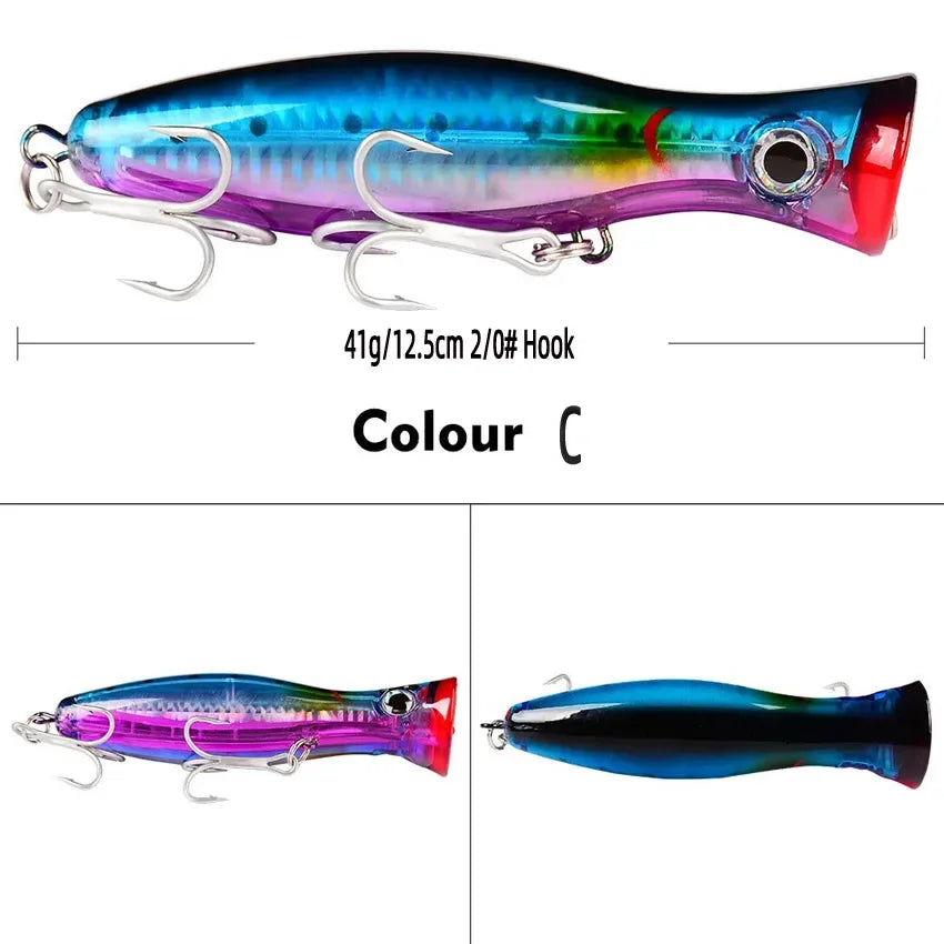 1pcs Saltwater Fishing Topwater Floating 12.5cm/41g Big Popper Lure Fishing Articulos Type Artificial Bait