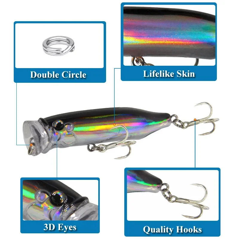 1pc Floating Popper Wobbler Fishing Lure Crankbait Artificial Bait Poper Carp Fishing Bait Artificial Bait