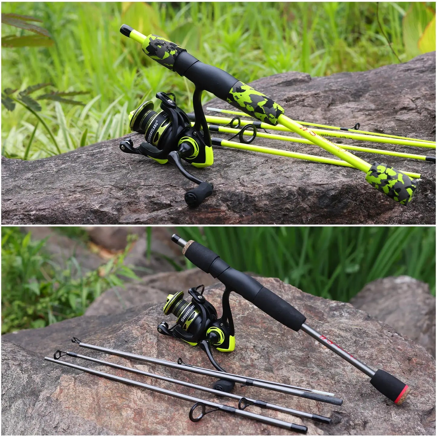 Sougayilang 5-section Spinning Combo - Yellow 6’ 7’ 8’