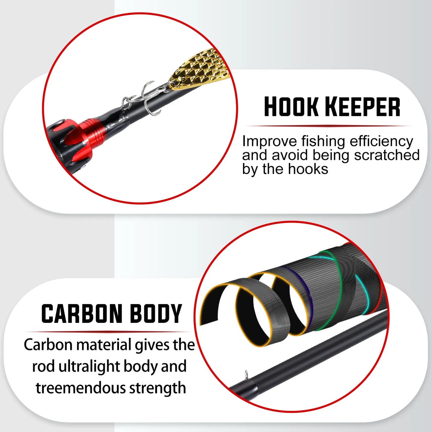 Sougayilang Casting/Spinning Rod - Black/Red