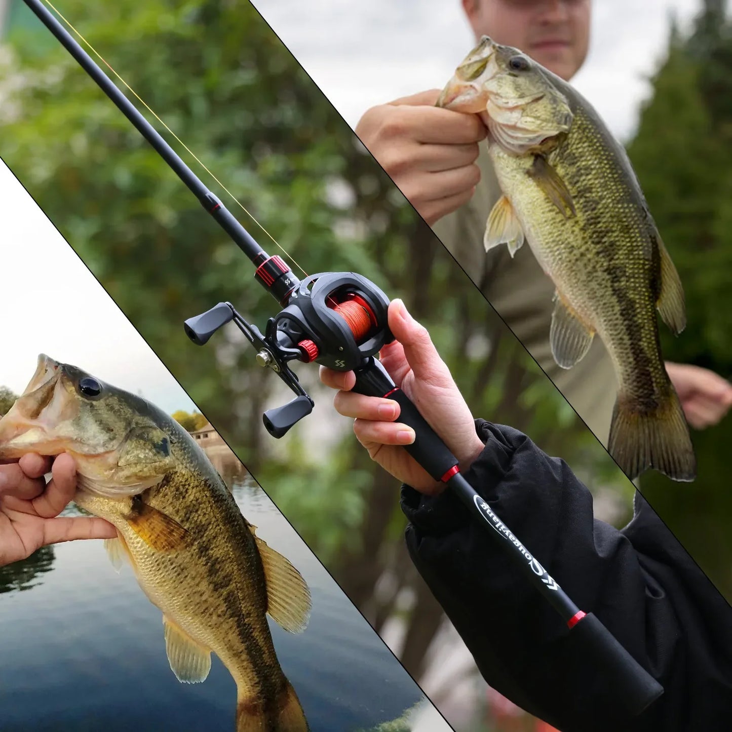 Sougaliyang Black/Red Bait-Cast Rod Combo
