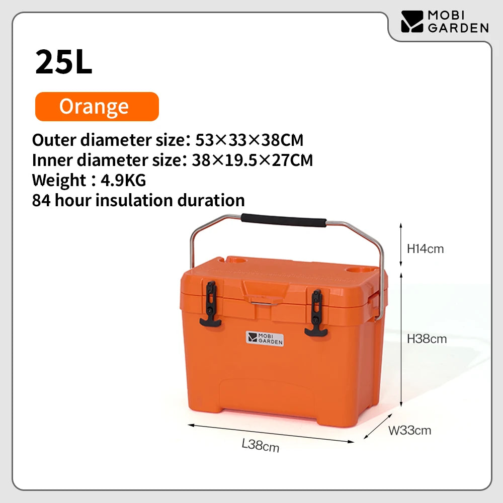Mobi Garden Portable Wheeled Cooler  Insulated Ice Box for Car Picnics Outdoor Camping   Fresh Food Storage