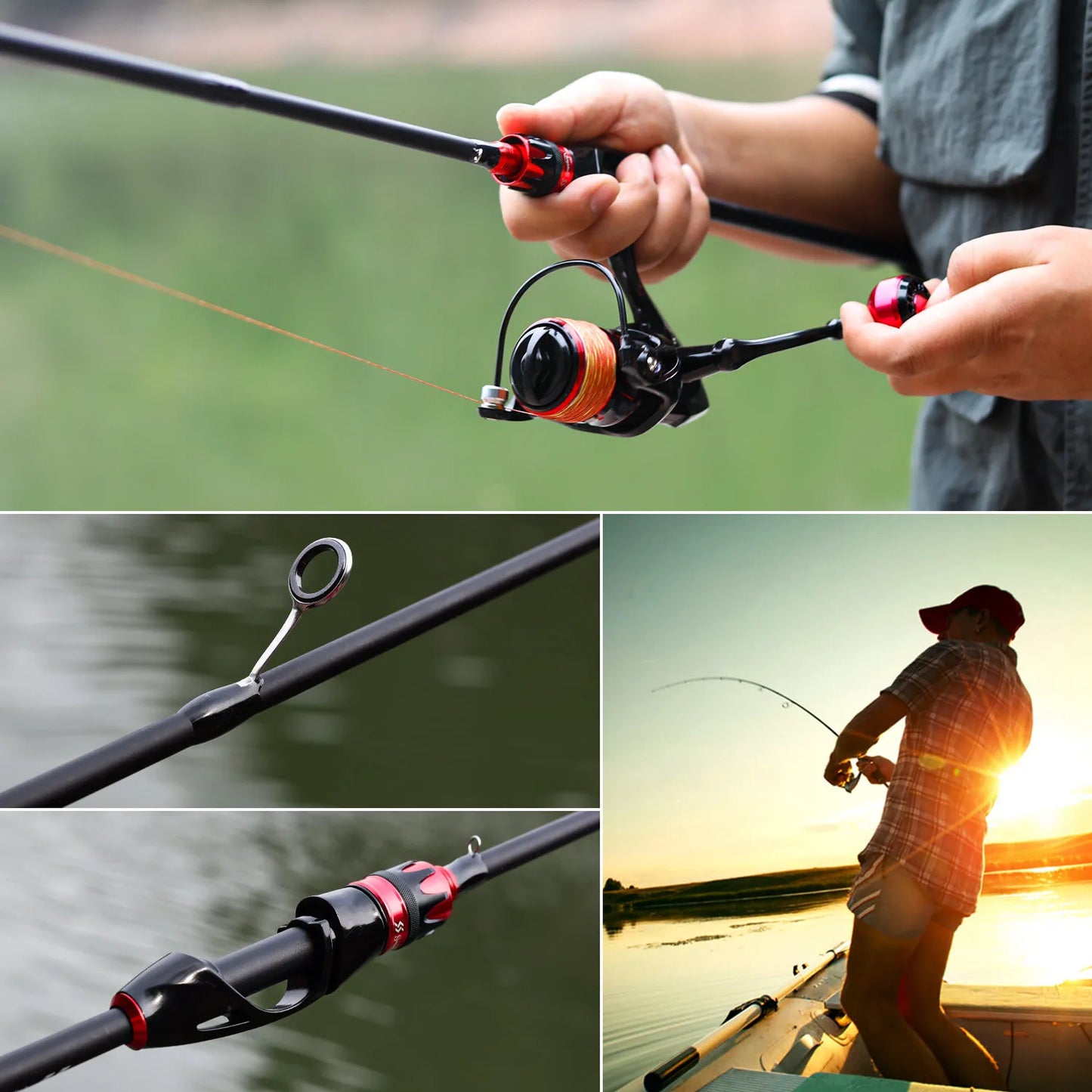 Sougayilang Casting/Spinning Rod - Black/Red