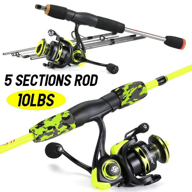Sougayilang 5-section Spinning Combo - Yellow 6’ 7’ 8’