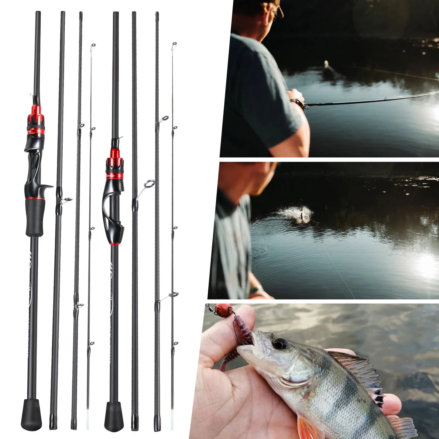 Sougayilang Casting/Spinning Rod - Black/Red