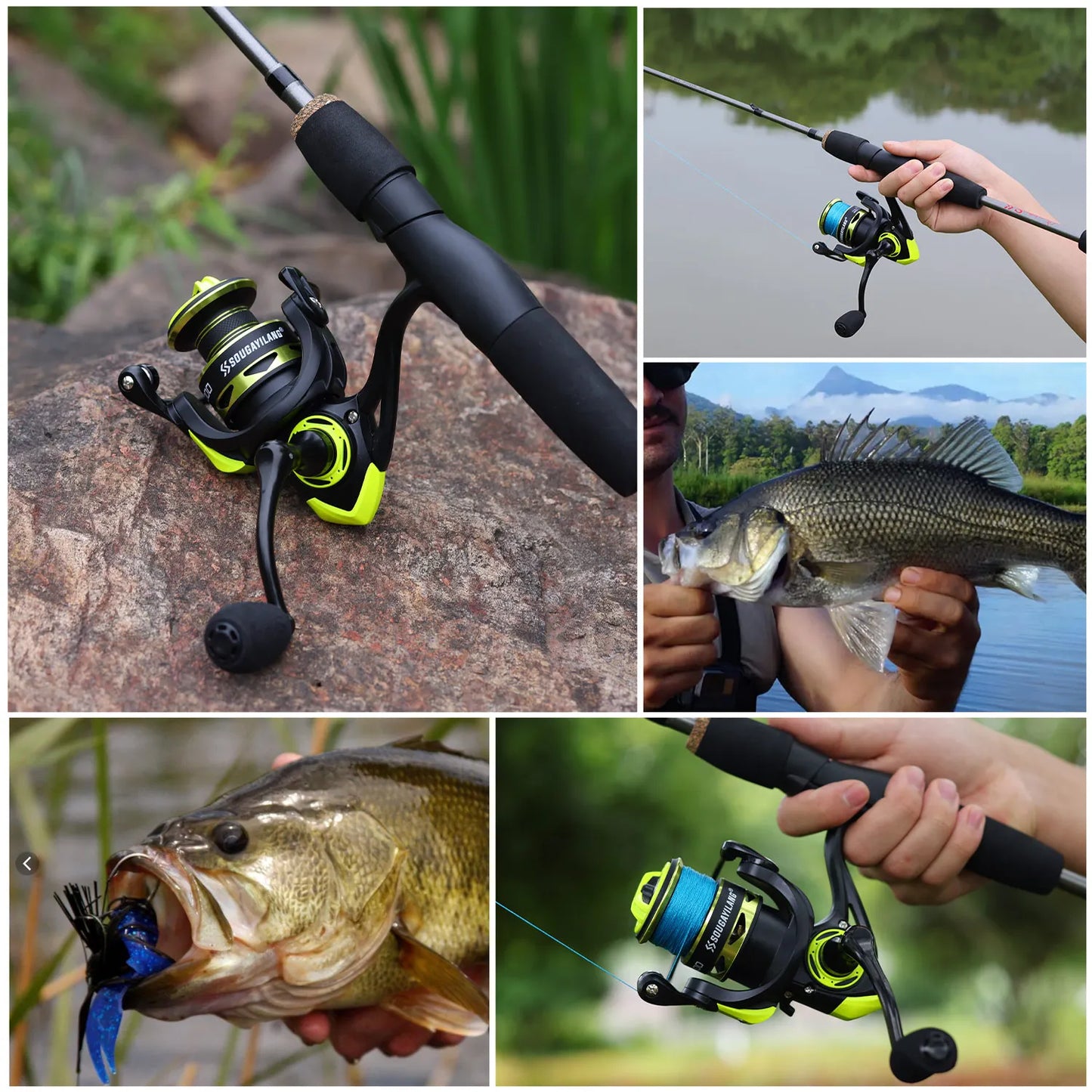Sougayilang 5-section Spinning Combo - Yellow 6’ 7’ 8’