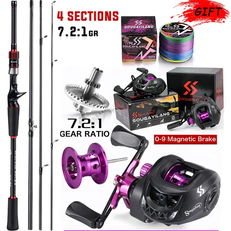 Sougaliyang Black/Red Bait-Cast Rod Combo