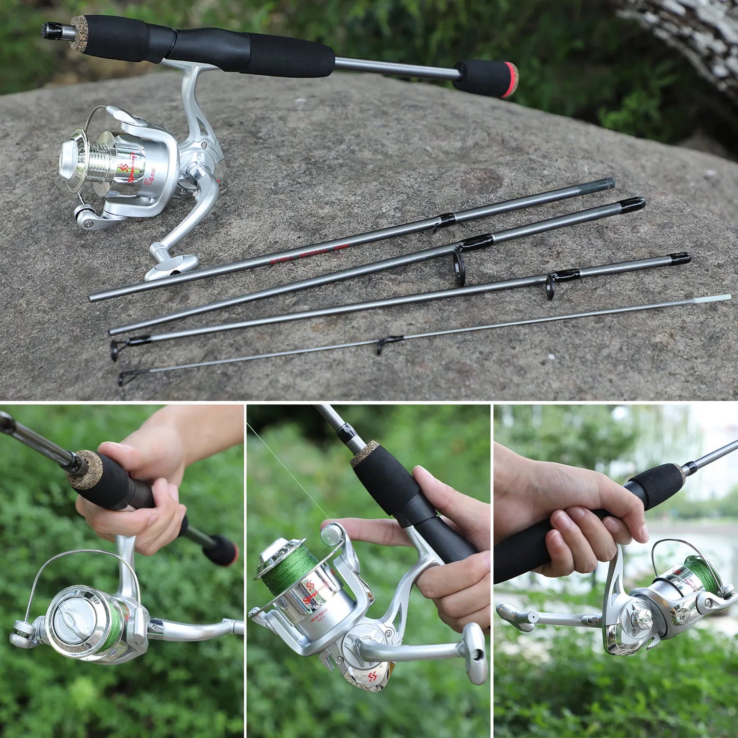 Sougayilang 5-section Spinning Combo - Yellow 6’ 7’ 8’